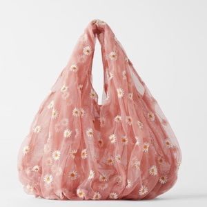 ZARA daisy tulle bucket bag
